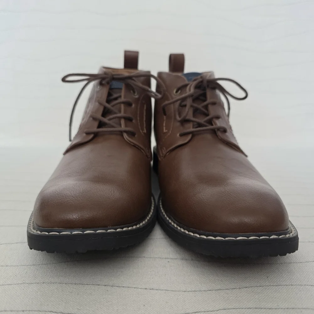GUESS Mens Faux Leather Brown Ankle Dress Boots Shoes GMTINLY-R Size 8.5 NEW